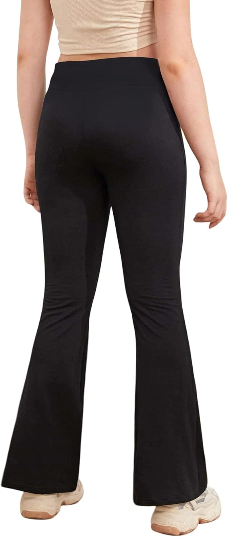 Girl'S Leggings Cross High Waisted Flare Pants Yoga Bootcut Pants Solid Color Full Length Bell Bottoms