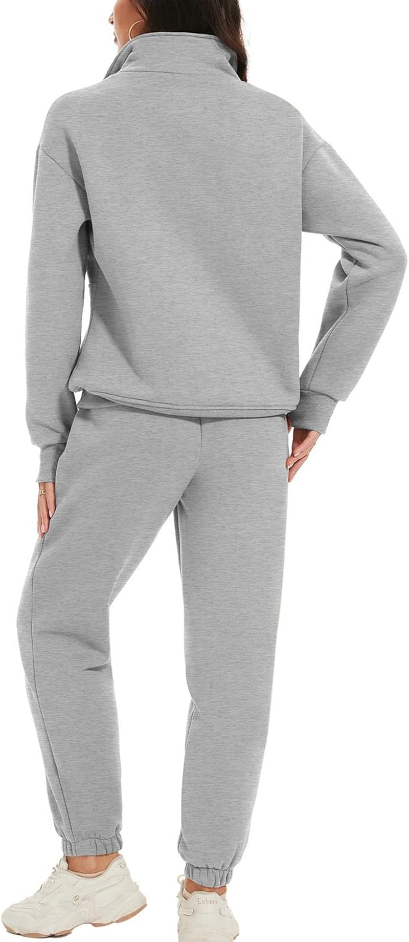 Women'S Fleece Two Piece Outfit Half Zip Sweatshirt and Joggers Pants Set Tracksuit