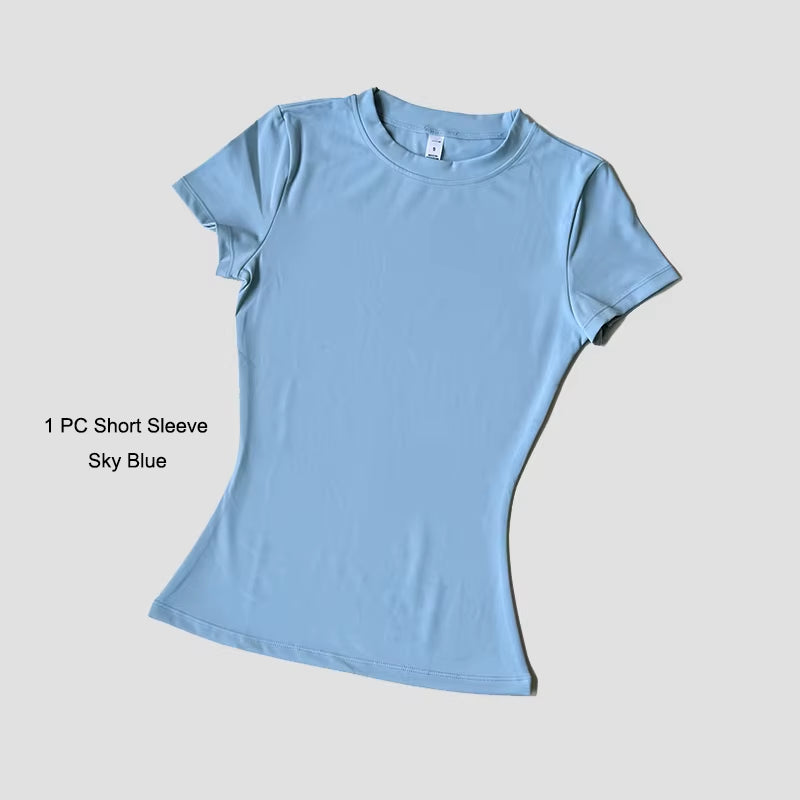 Women Yoga Top Seamless Sport T Shirts Fitness Clothes Short Sleeve Yoga Shirt Gym Top Running Active Wear