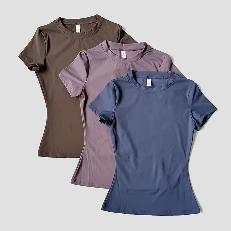 Women Yoga Top Seamless Sport T Shirts Fitness Clothes Short Sleeve Yoga Shirt Gym Top Running Active Wear