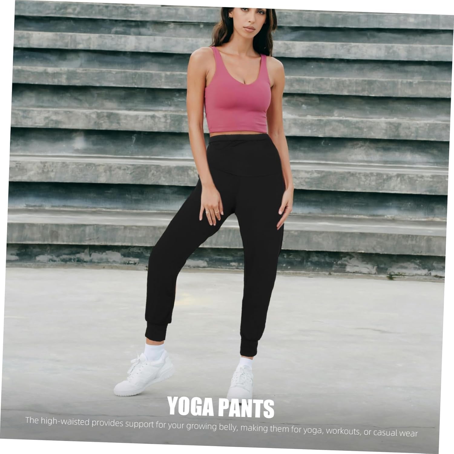 Maternity Yoga Pants Seamless High Waisted Workout Leggings Comfortable Maternity Trousers for Pregnancy Yoga and Lounge Black
