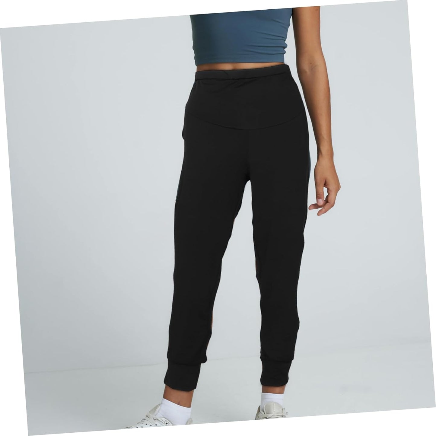 Maternity Lounge Pants Polyester Leggings High Waisted for Women Comfortable Fit with Elastic Design, for Pregnancy Workout and Summer Wear Black