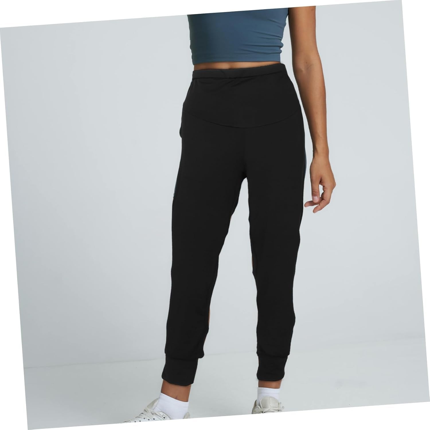 Maternity Lounge Pants Polyester Leggings High Waisted for Women Comfortable Fit with Elastic Design, for Pregnancy Workout and Summer Wear Black