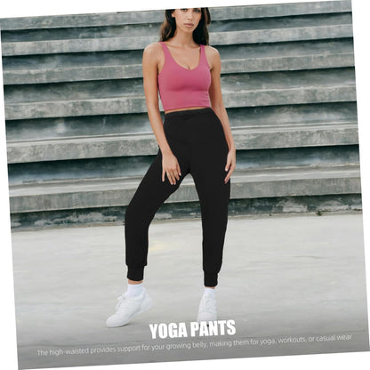 Maternity Yoga Pants Women Seamless High Waisted Leggings Pregnancy Workout Lounge Activewear Black L Size Comfortable Stretchable Gym Clothes